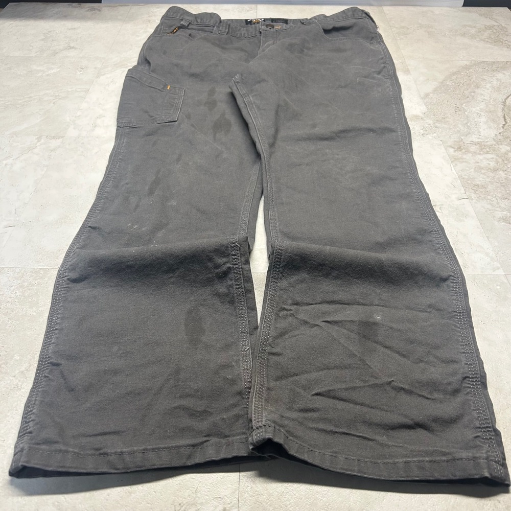 Ariat Rebar M4 Relaxed Straight Work Pants Grey Mens 38x32 Utility Canvas